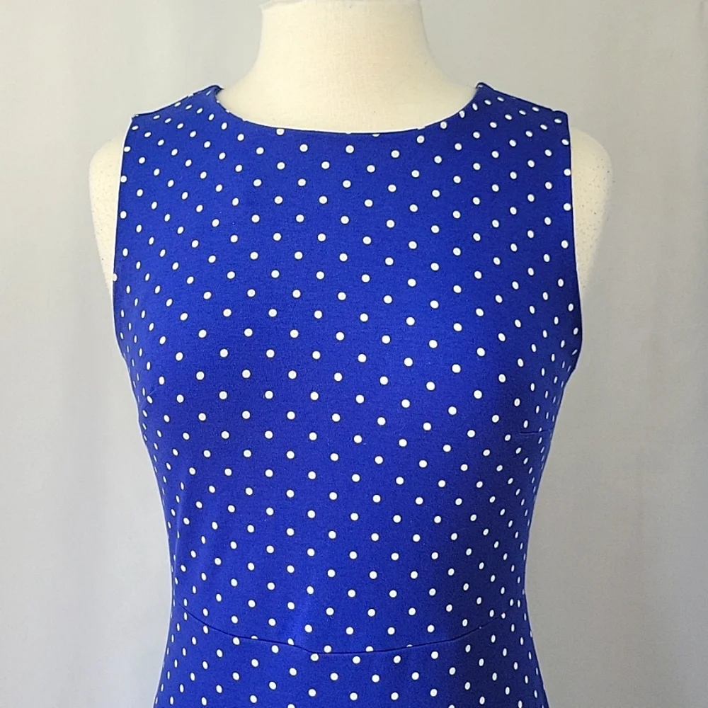 Old Navy Polka Dot Sheath Dress Periwinkle Blue & White Size Small - Picture 6 of 11